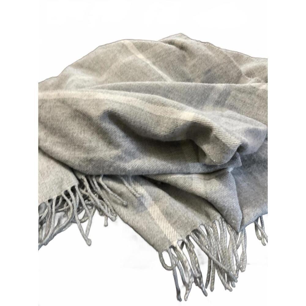 J.Crew Cozy Gray Plaid Scarf with Fringe